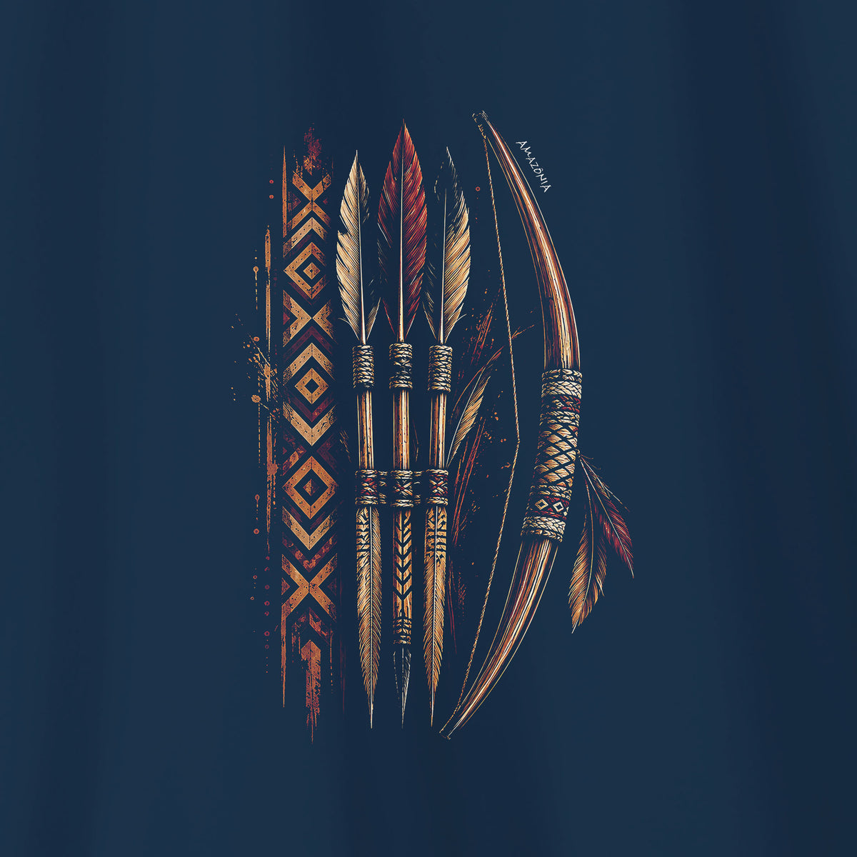 Camiseta Amazônia ARCO ANCESTRAL - AZUL MARINHO - cód 2433