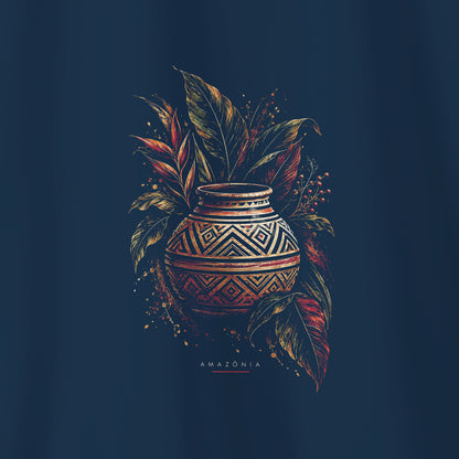 Camiseta Amazônia CERÂMICA MARAJOARA - AZUL MARINHO - cód 2434