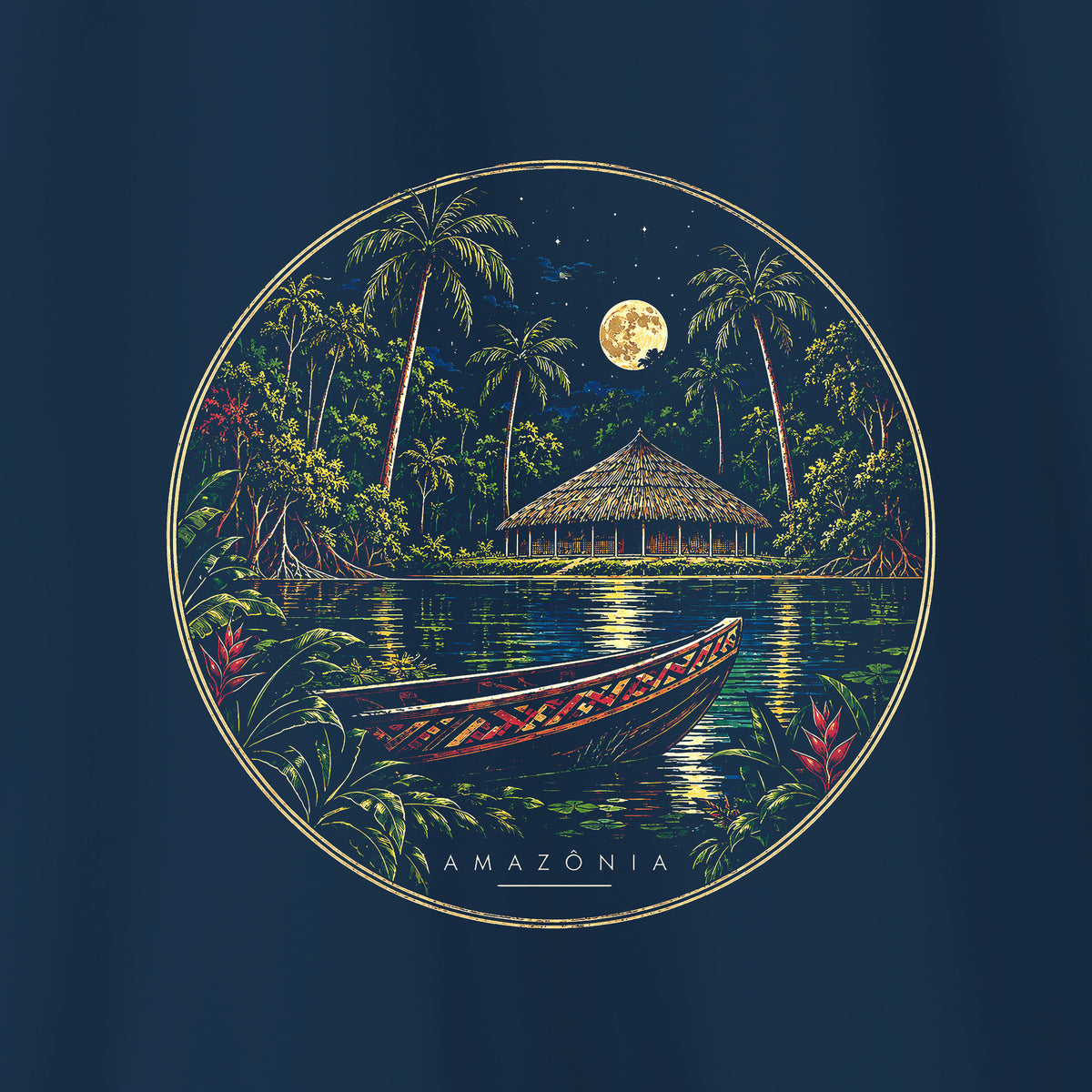 Camiseta Amazônia NOITE AMAZÔNICA - AZUL MARINHO - cód 2436
