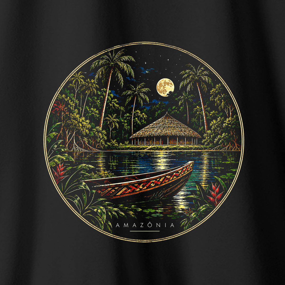 Camiseta Amazônia NOITE AMAZÔNICA - PRETO - cód 2436