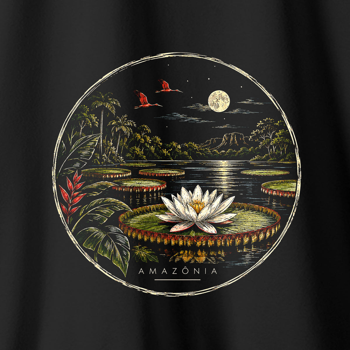 Camiseta Amazônia VITÓRIA-RÉGIA - PRETO - cód 2437