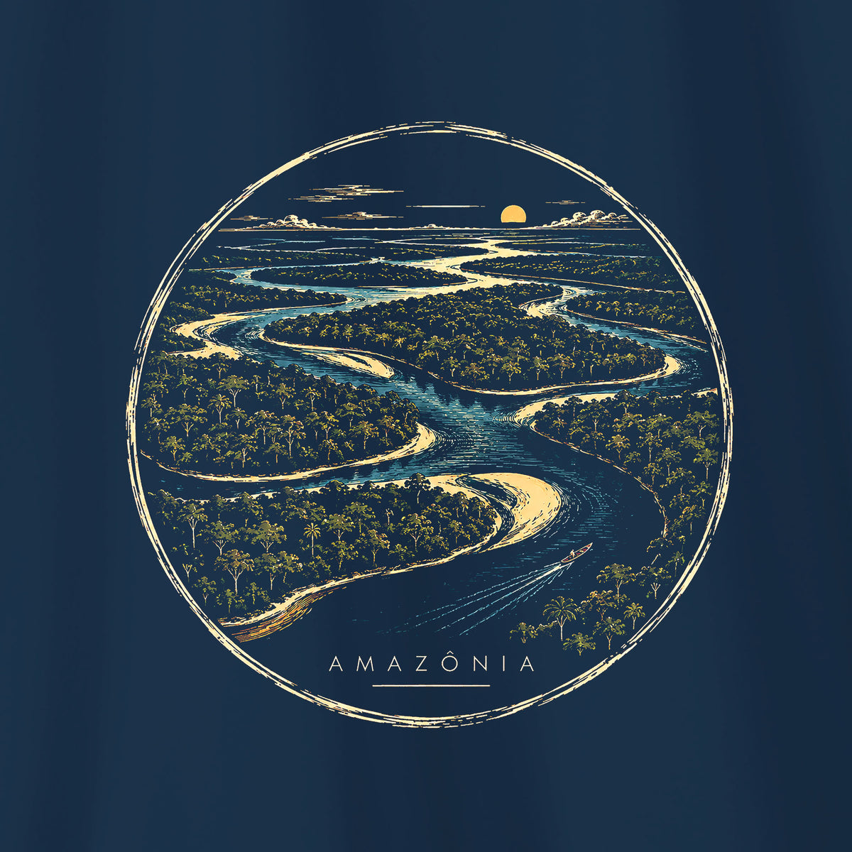 Camiseta Amazônia CAMINHO DAS ÁGUAS - AZUL MARINHO - cód 2438