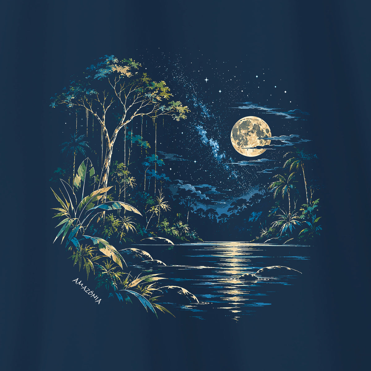 Camiseta Amazônia CÉU DA FLORESTA - AZUL MARINHO - cód 2449