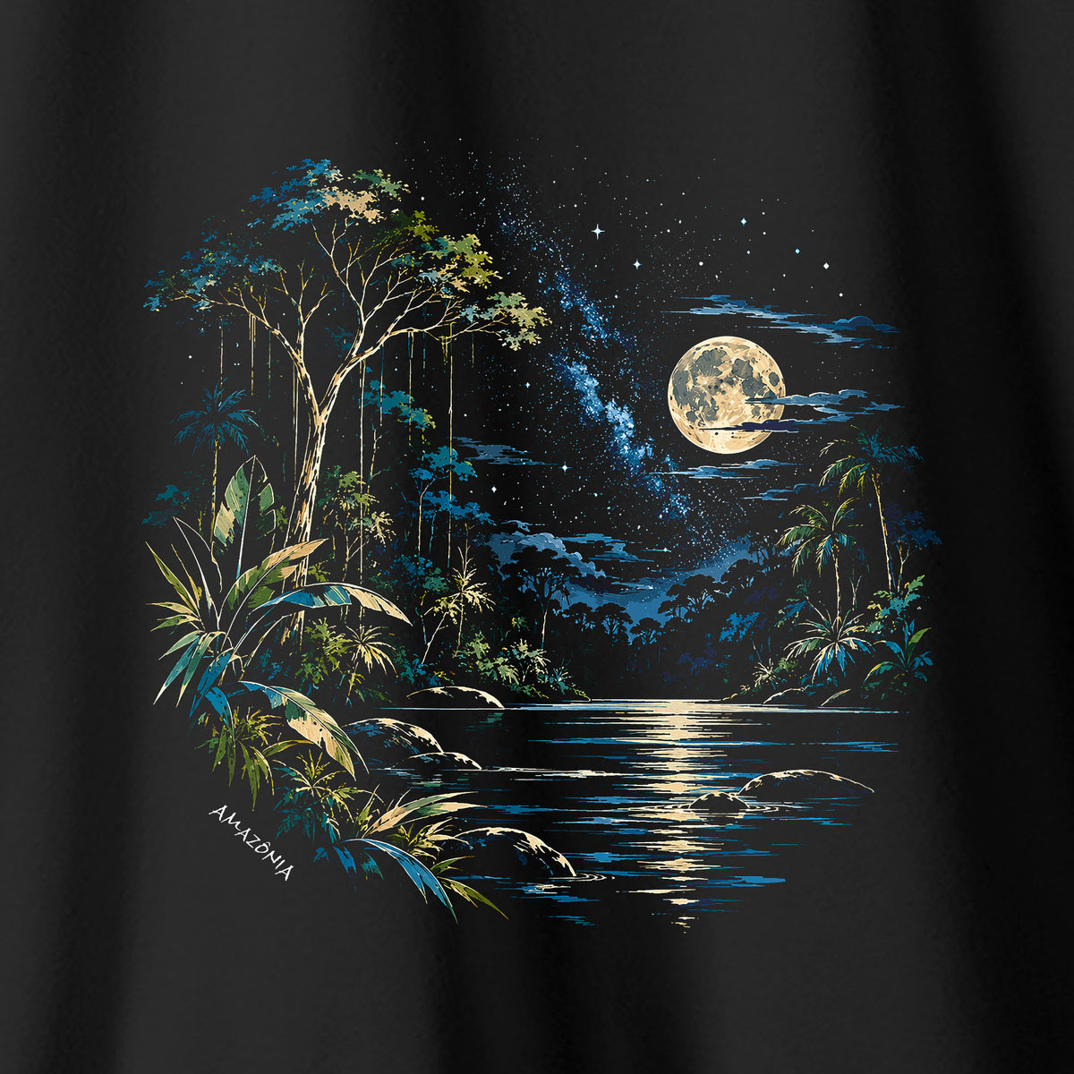 Camiseta Amazônia CÉU DA FLORESTA - PRETO - cód 2449