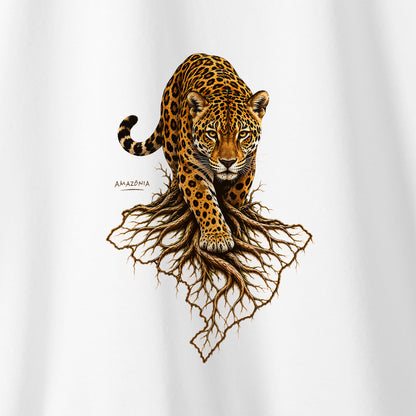 Camiseta Amazônia RAÍZES DA ONÇA - BRANCO - cód 2453