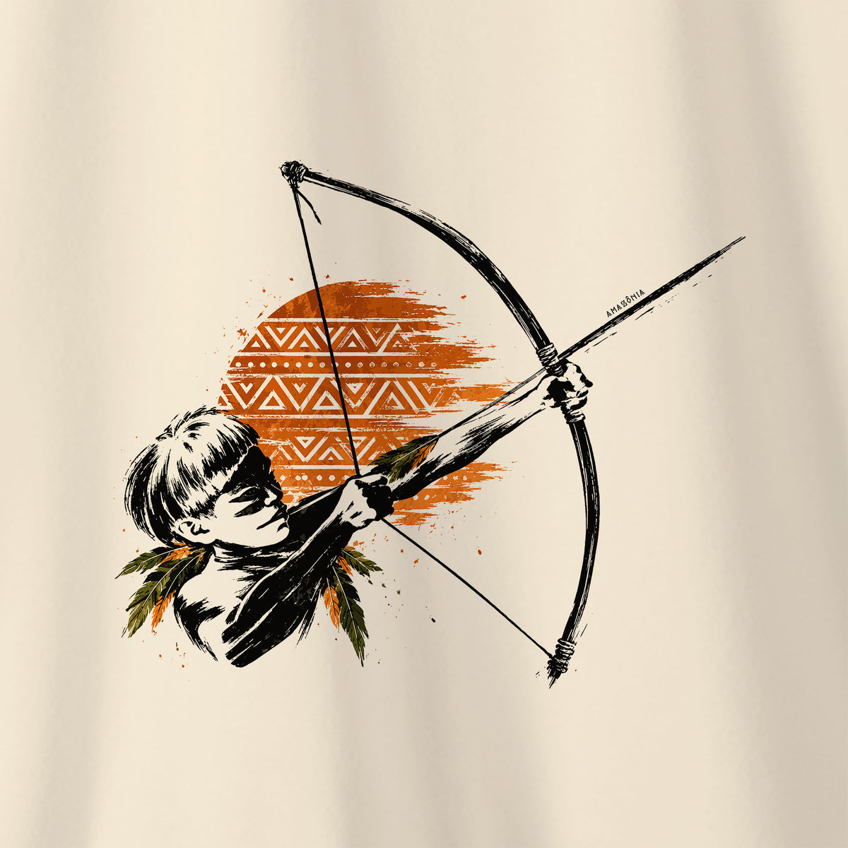 Camiseta Amazônia FLECHA NATIVA - BEGE - cód 2457