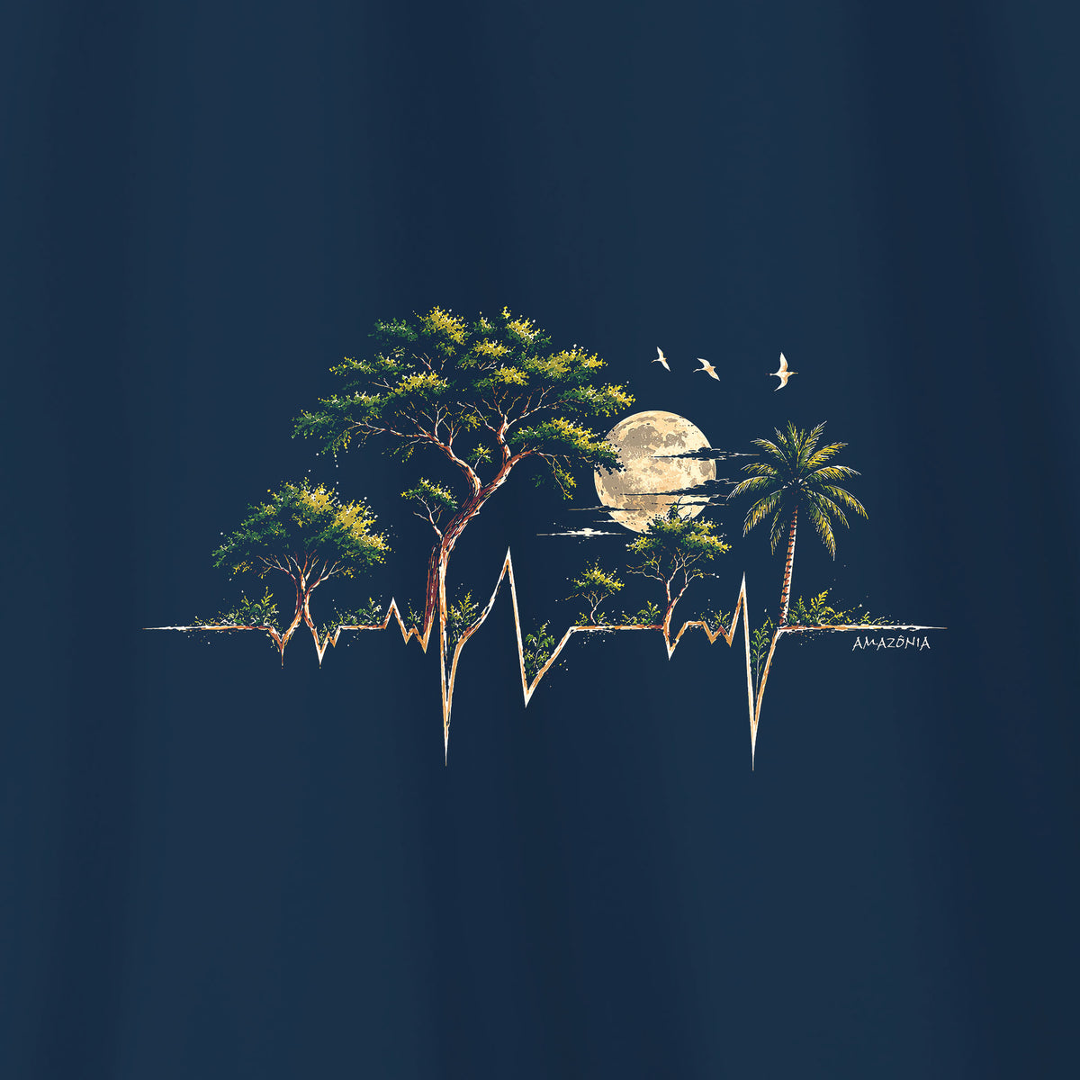 Camiseta Amazônia VIDA DA FLORESTA - AZUL MARINHO - cód 2458