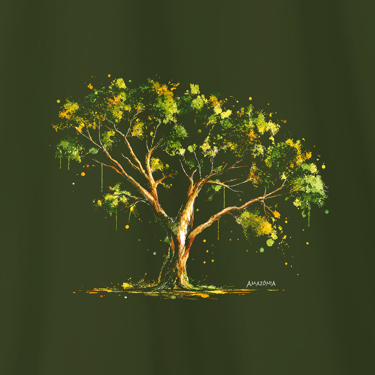 Camiseta Amazônia ÁRVORE ARTE - VERDE ESCURO - cód 2459