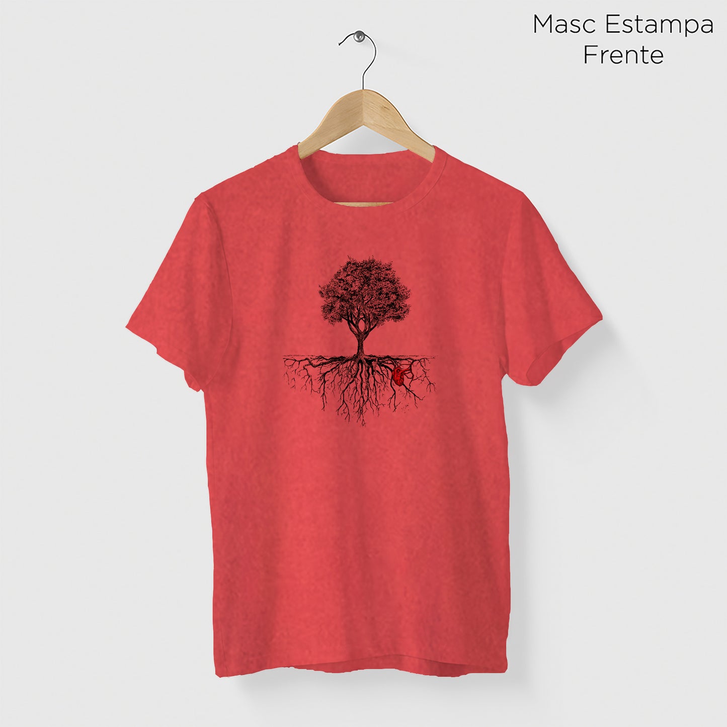 Camiseta Amazônia ISC ÁRVORE CORAÇÃO DA NATUREZA - VERMELHO ESTONADO - cód 0036