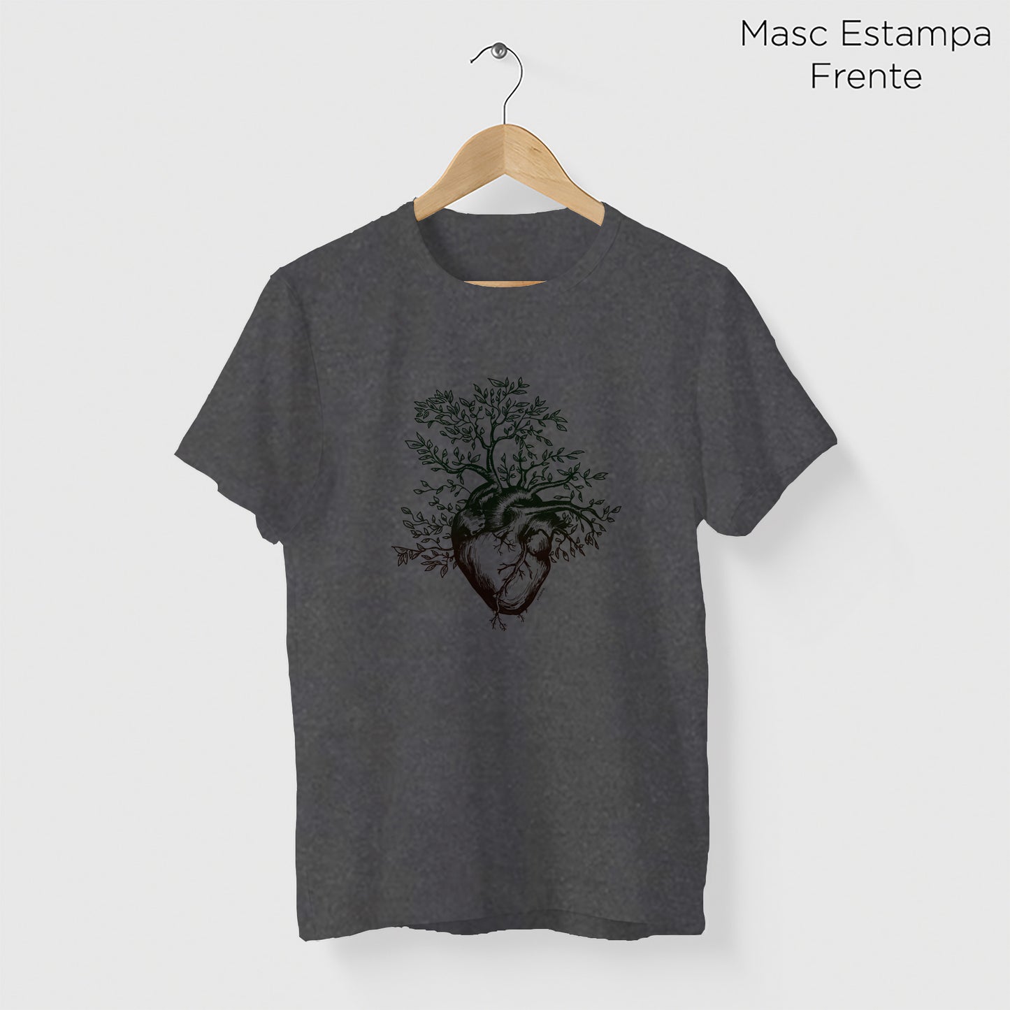 Camiseta Amazônia ISC ÁRVORE CORAÇÃO - CINZA ESTONADO - cód 0371