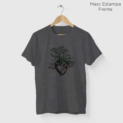 Camiseta Amazônia ISC ÁRVORE CORAÇÃO - CINZA ESTONADO - cód 0371