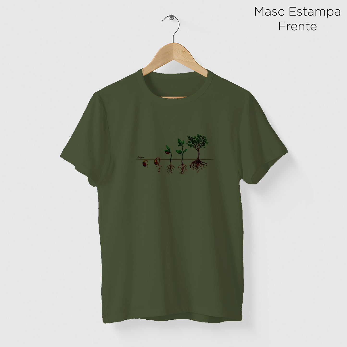 Camiseta Amazônia PLANTE UMA SEMENTE – VERDE ESCURO - cód 1168