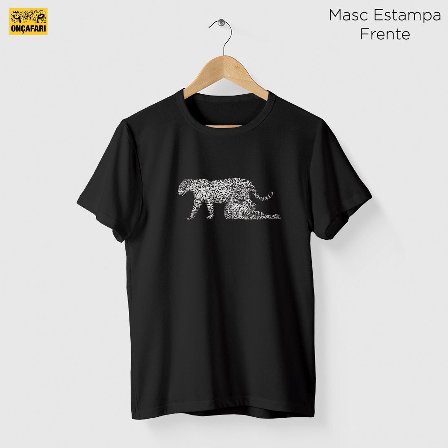 Camiseta Amazônia ONÇAFARI DUAS ONÇAS - PRETO - cód 2060