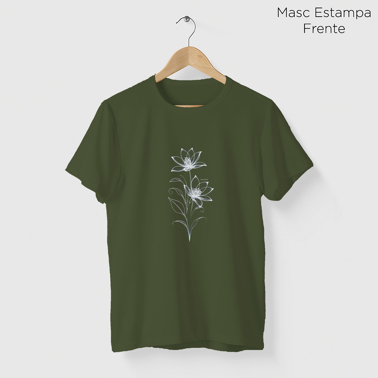 Camiseta Amazônia LINHAS FLOR - VERDE ESCURO - cód 2128