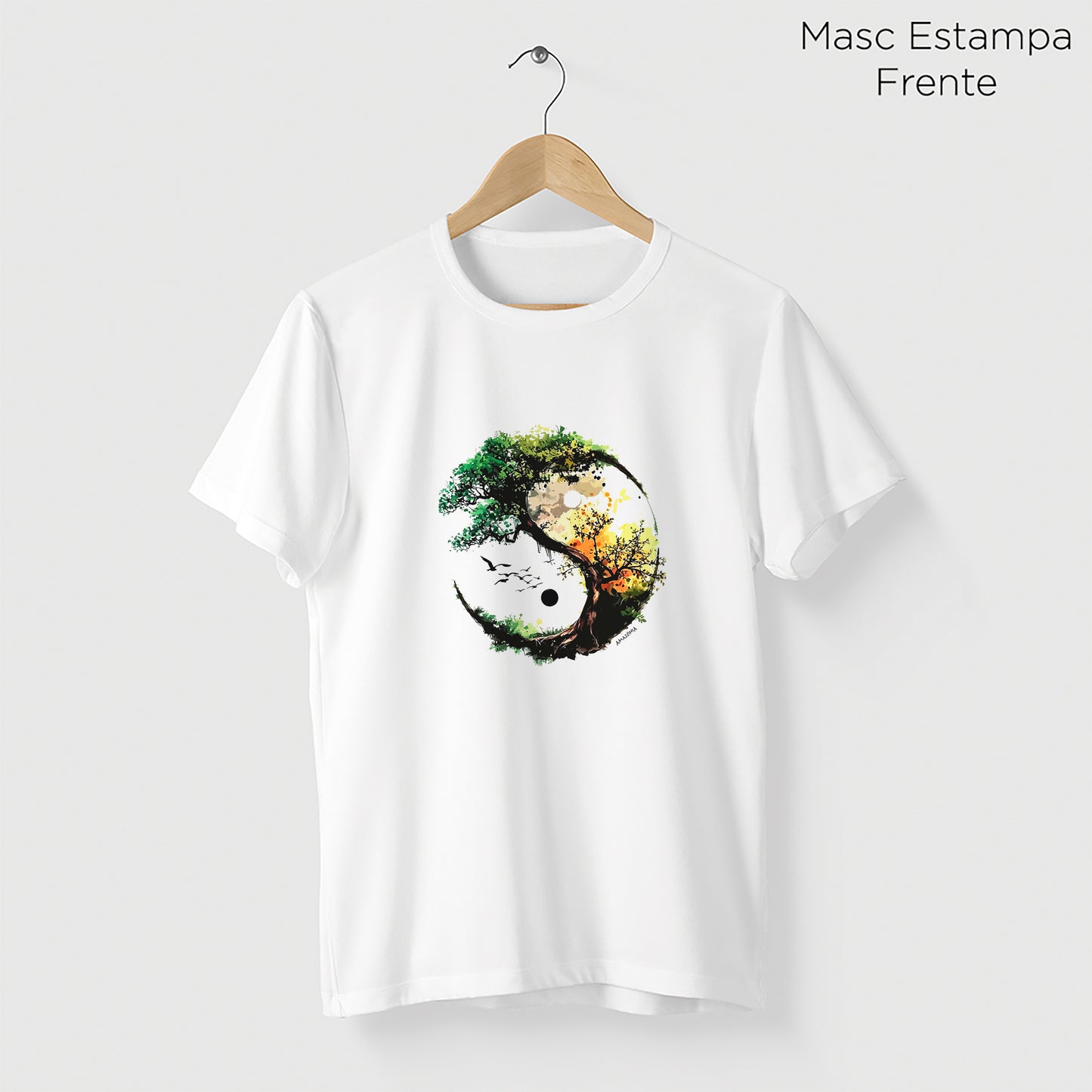 Camiseta Amazônia YIN YANG NATUREZA - BRANCO - cód 2130