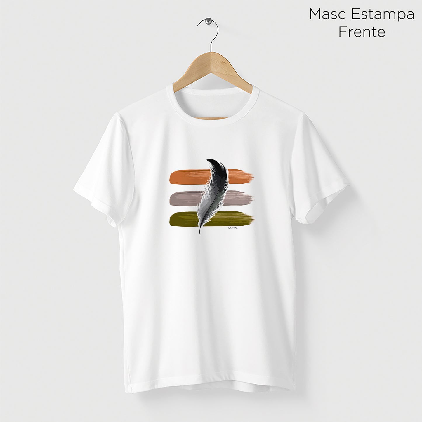 Camiseta Amazônia PENA DE TINTA - BRANCO - cód 2132