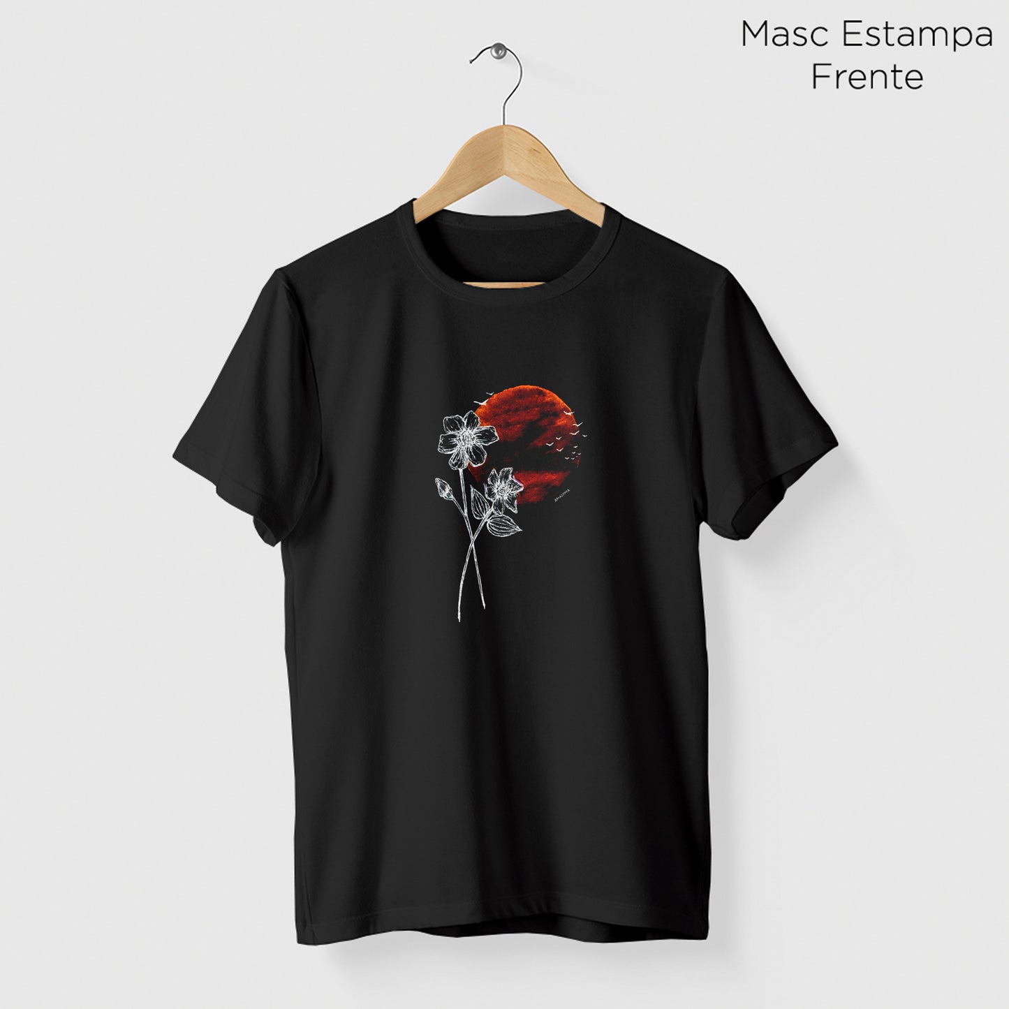 Camiseta Amazônia FLOR PAISAGEM - PRETO - cód 2142