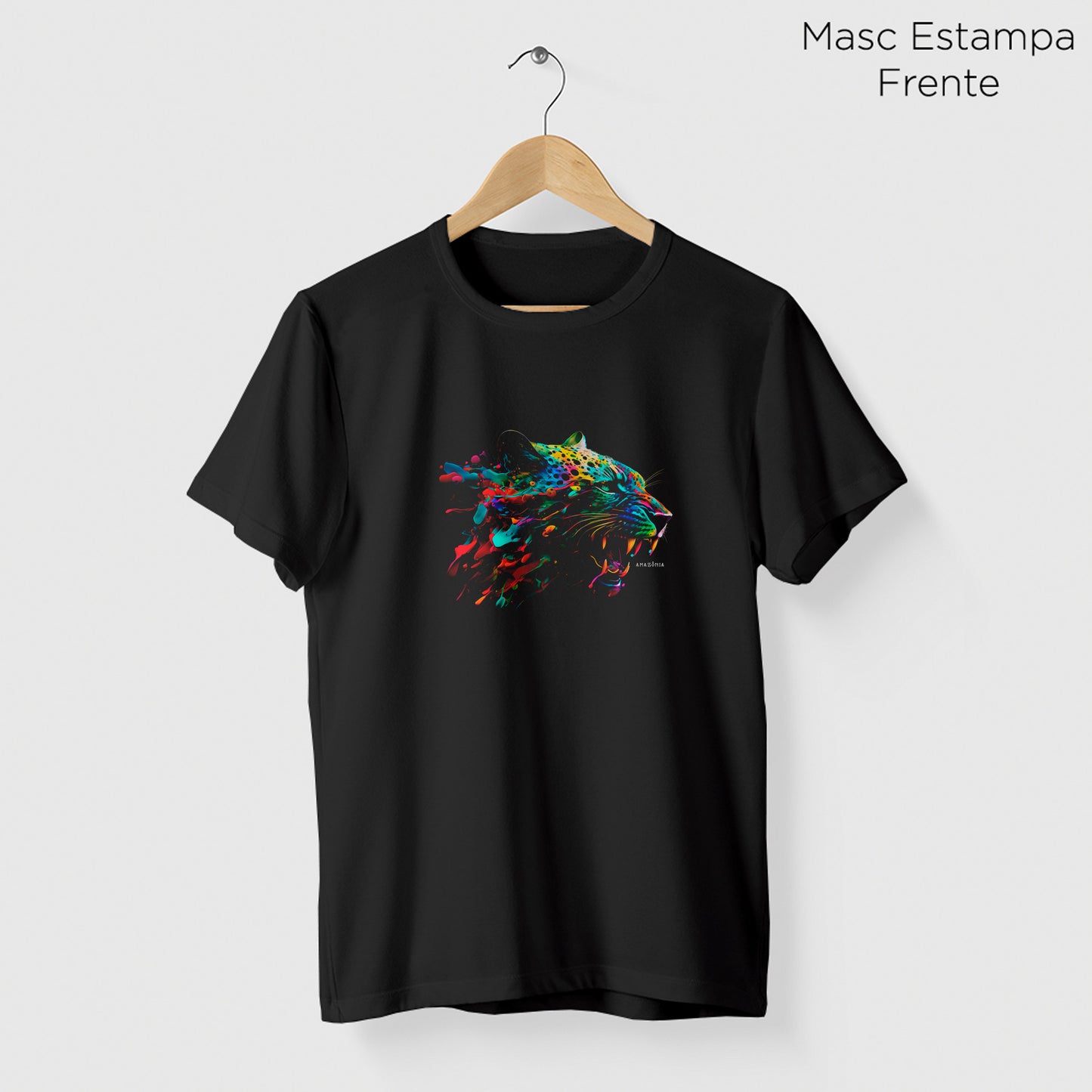 Camiseta Amazônia ONÇA COLORS - PRETO - cód 2148