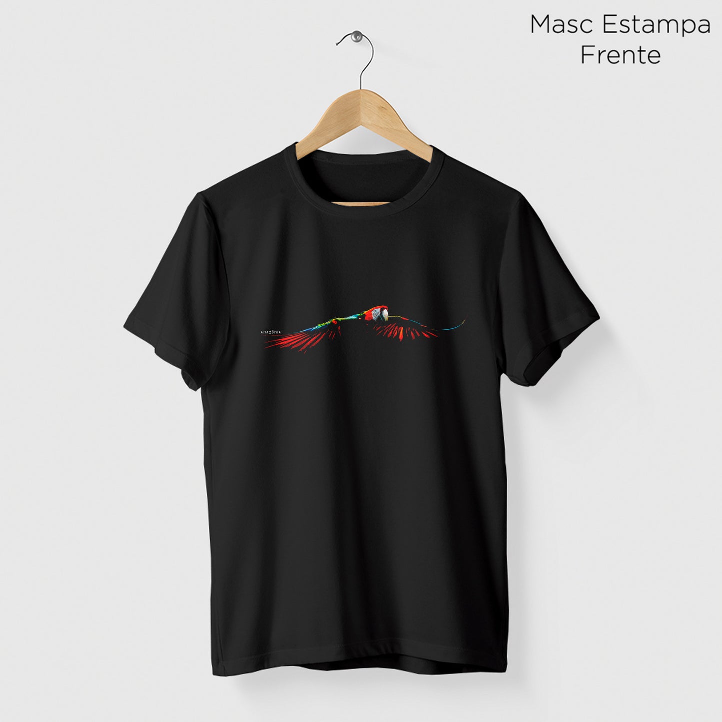 Camiseta Amazônia ARARA VOANDO - PRETO - cód 2152