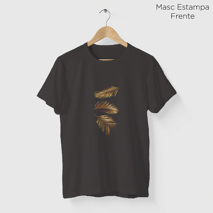 Camiseta Amazônia FOLHAS DOURADAS - CINZA CHUMBO - cód 2166