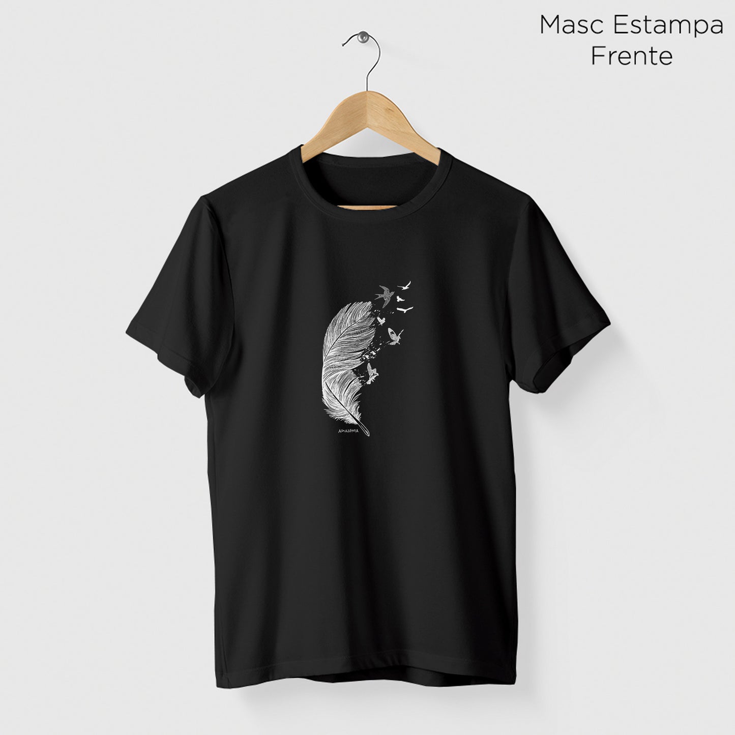Camiseta Amazônia PÁSSAROS PENAS – PRETO - cód 2218