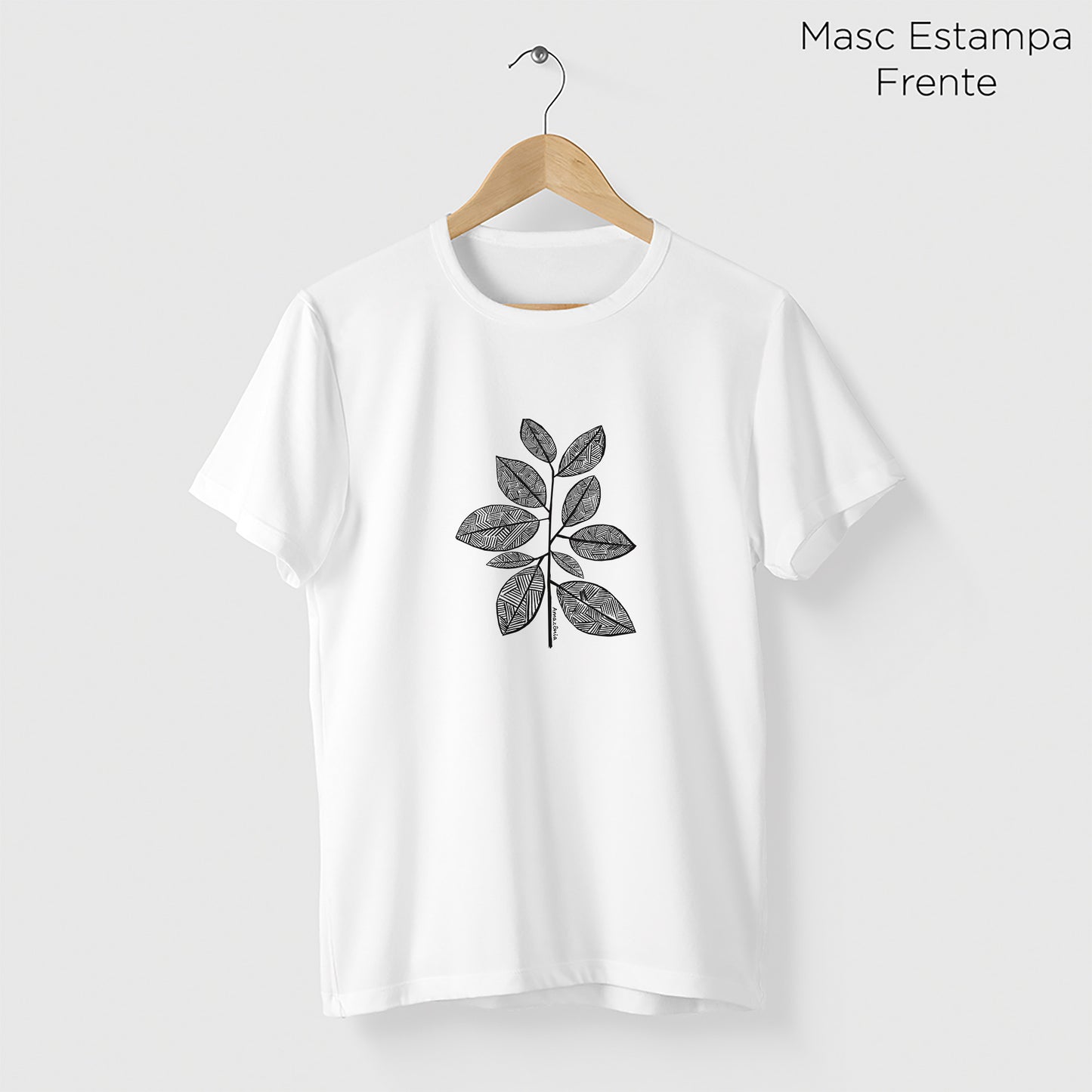 Camiseta Amazônia GRAFISMO FOLHAS - BRANCO - cód 2233