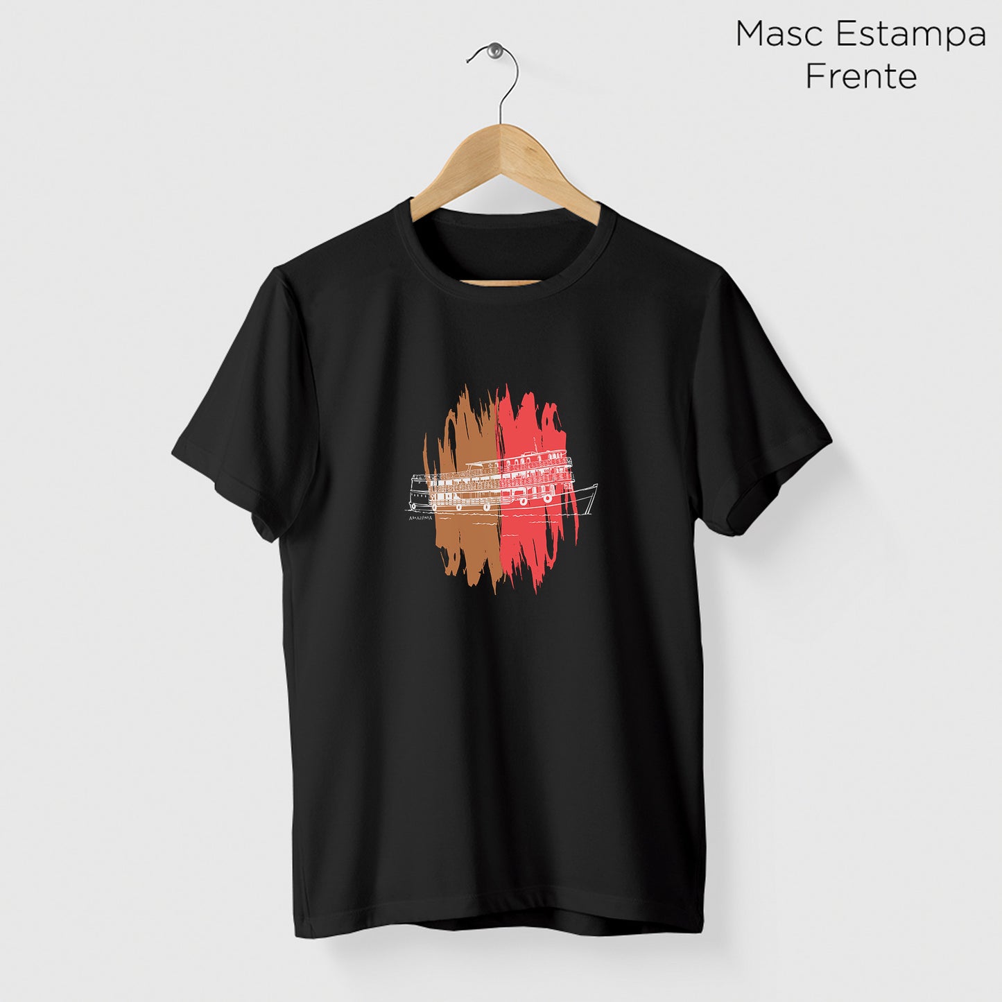 Camiseta Amazônia BARCO AMAZÔNICO - PRETO - cód 2236