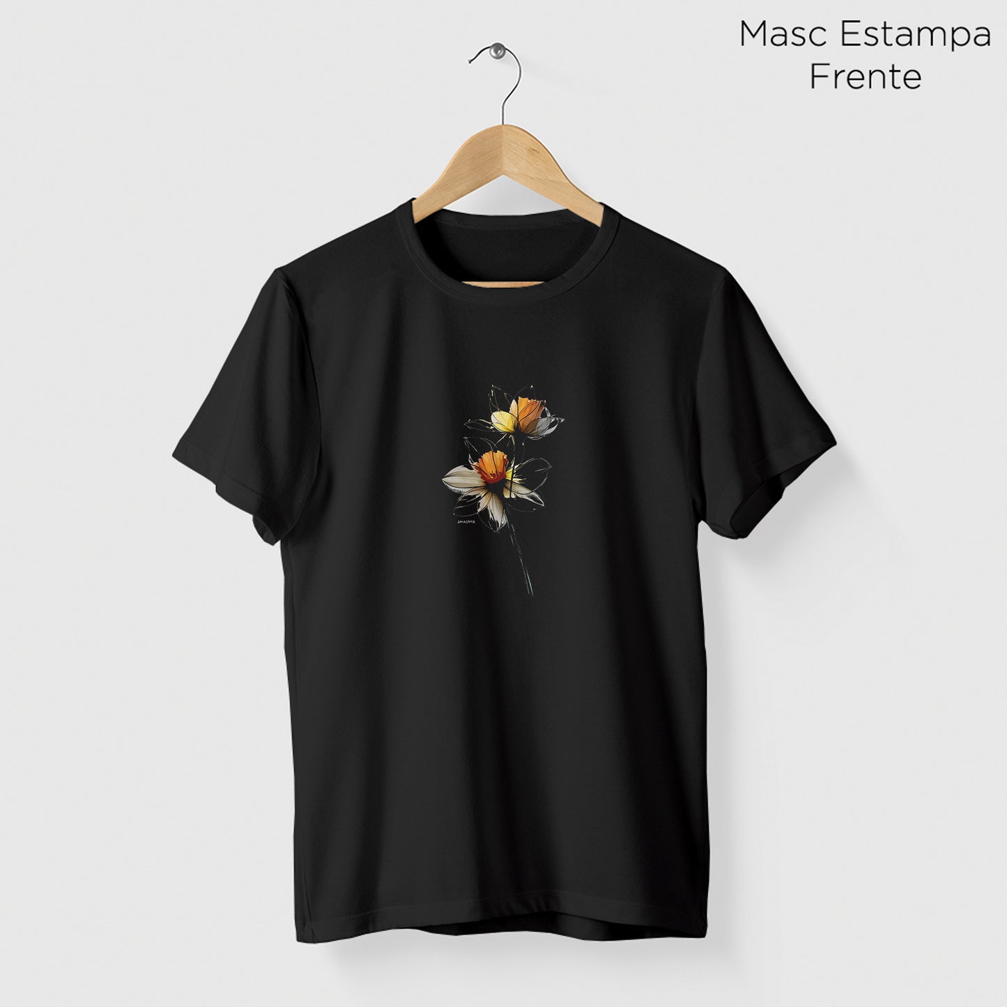 Camiseta Amazônia LINHAS DA FLOR - PRETO - cód 2270