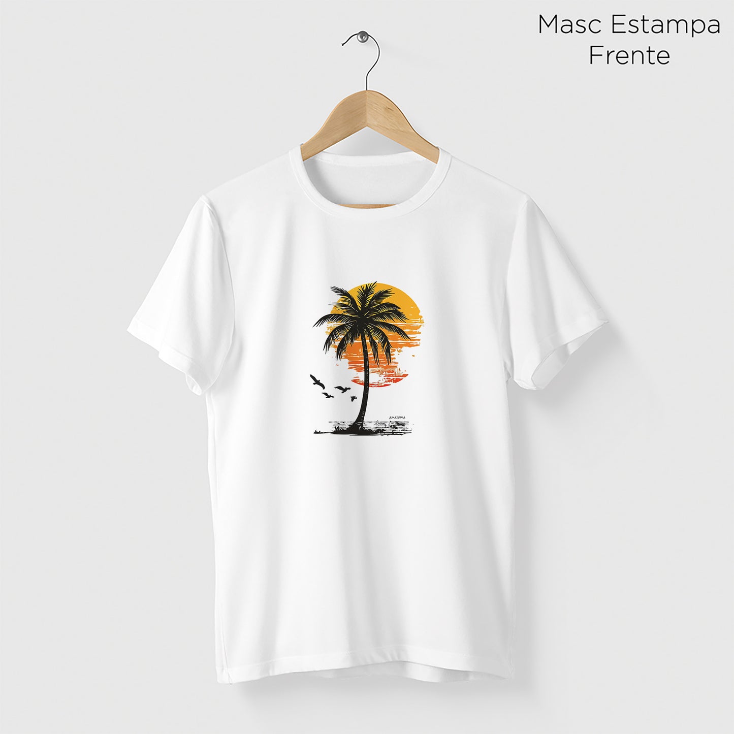 Camiseta Amazônia PAISAGEM COQUEIRO - BRANCO - cód 2274