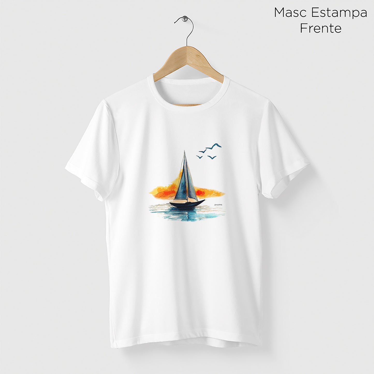 Camiseta Amazônia BARCO PAISAGEM - BRANCO - cód 2301