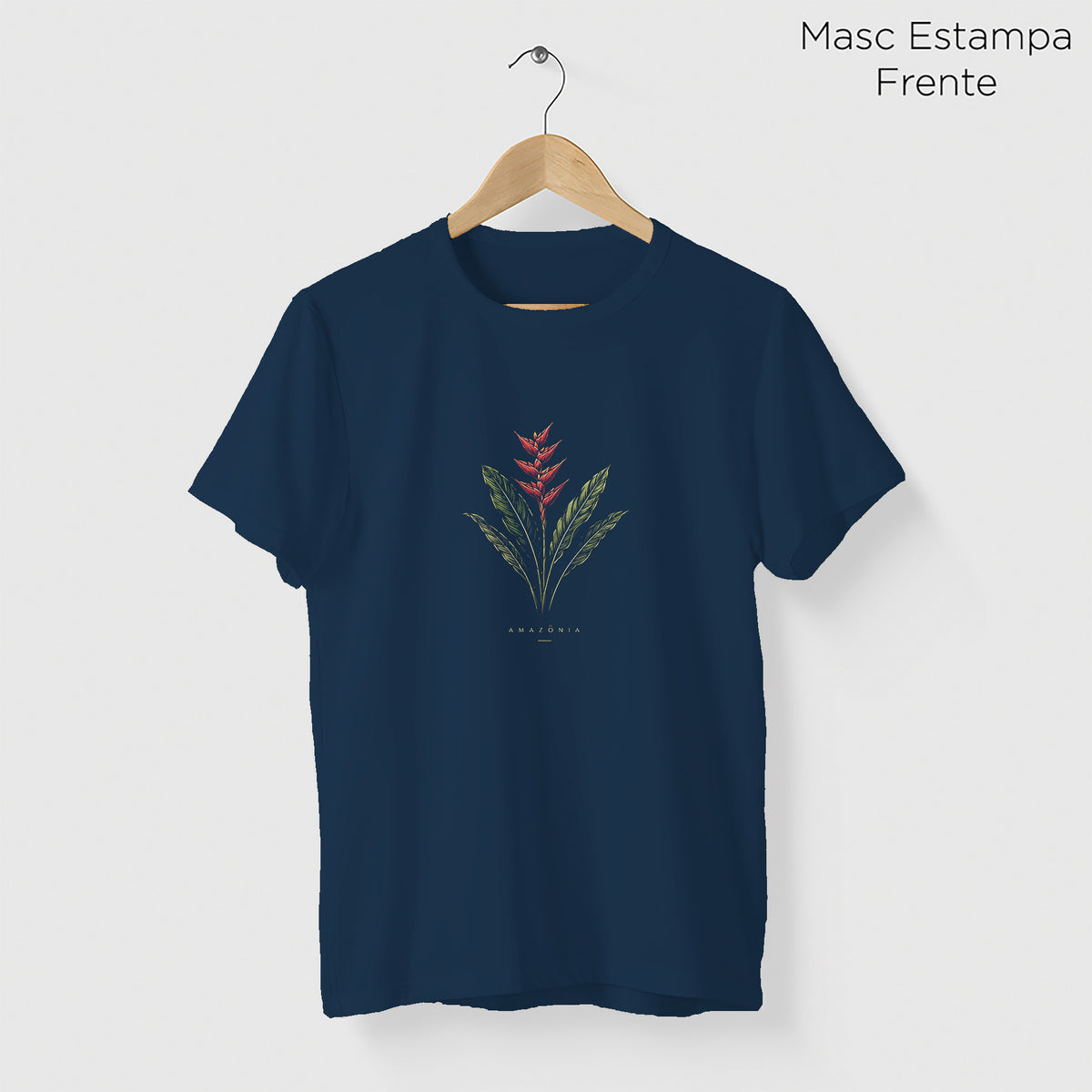 Camiseta Amazônia HELICÔNIA - AZUL MARINHO - cód 2419