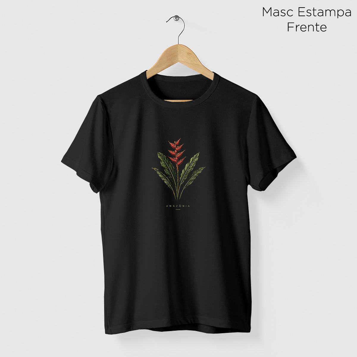 Camiseta Amazônia HELICÔNIA - PRETO - cód 2419