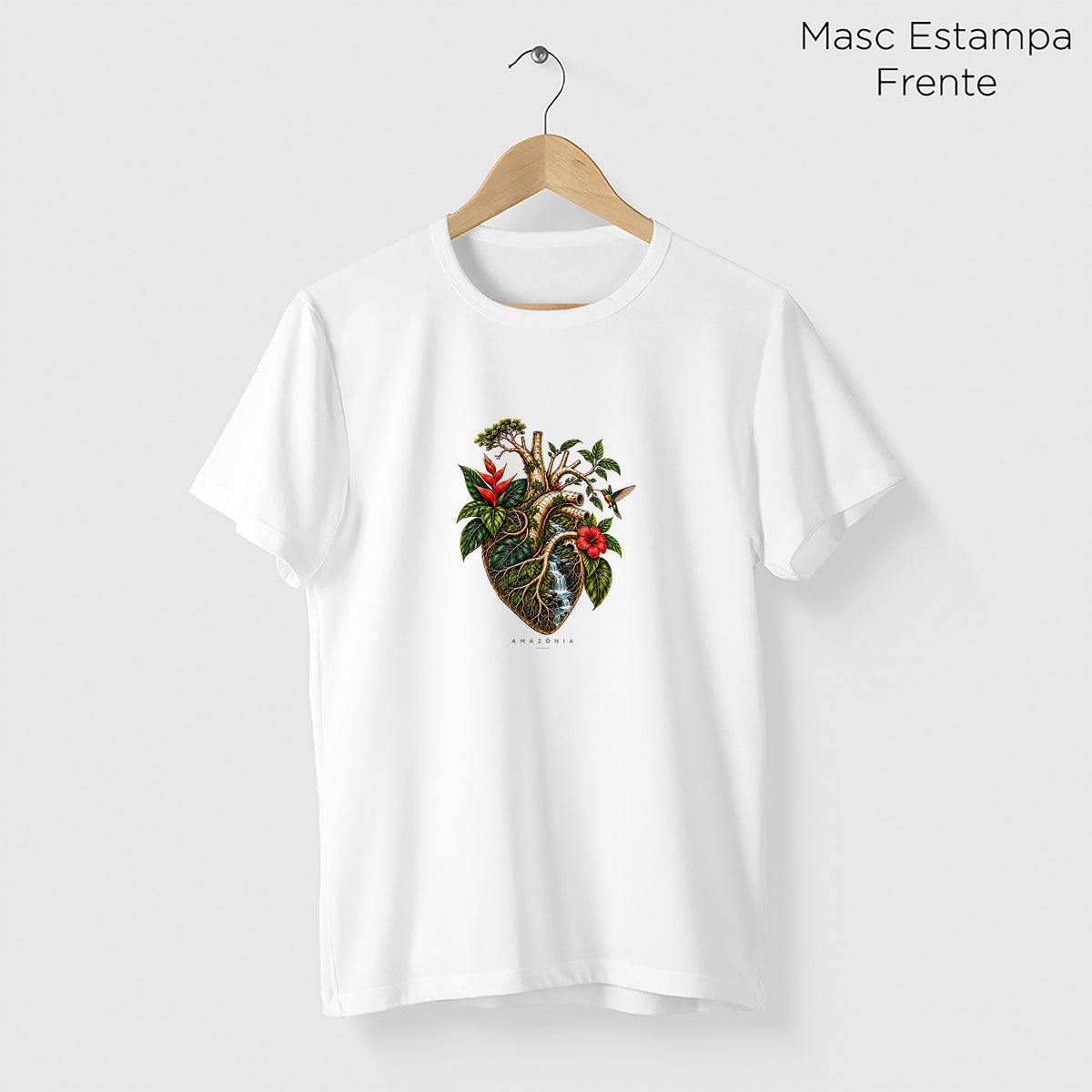 Camiseta Amazônia CORAÇÃO DA MATA - BRANCO - cód 2421