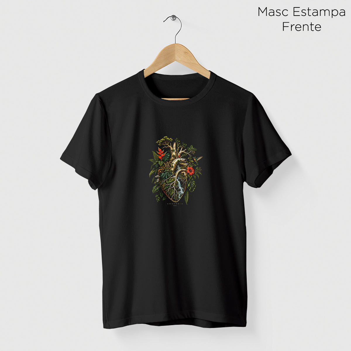 Camiseta Amazônia CORAÇÃO DA MATA - PRETO - cód 2421