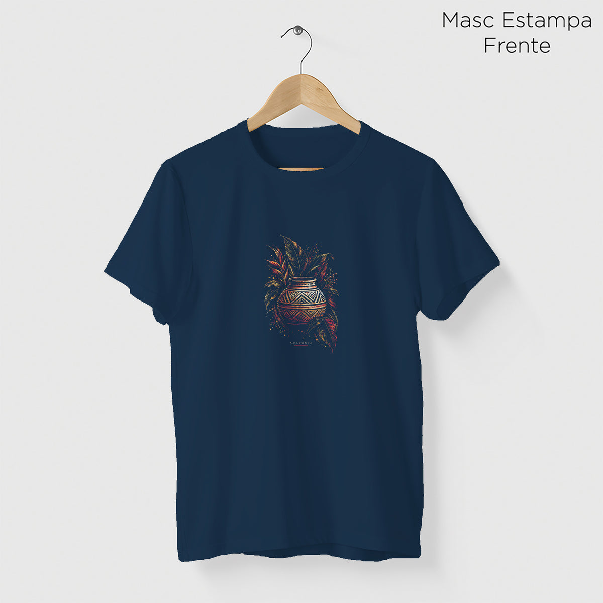 Camiseta Amazônia CERÂMICA MARAJOARA - AZUL MARINHO - cód 2434