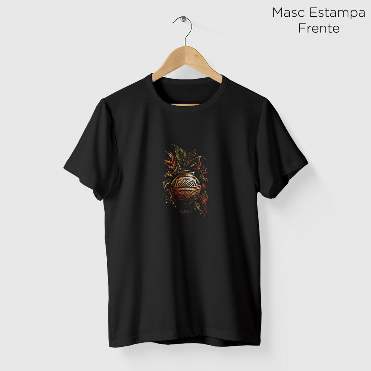 Camiseta Amazônia CERÂMICA MARAJOARA - PRETO - cód 2434
