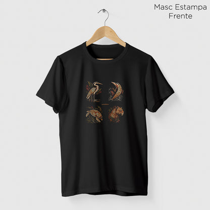 Camiseta Amazônia FAUNA MARAJOARA - PRETO - cód 2435
