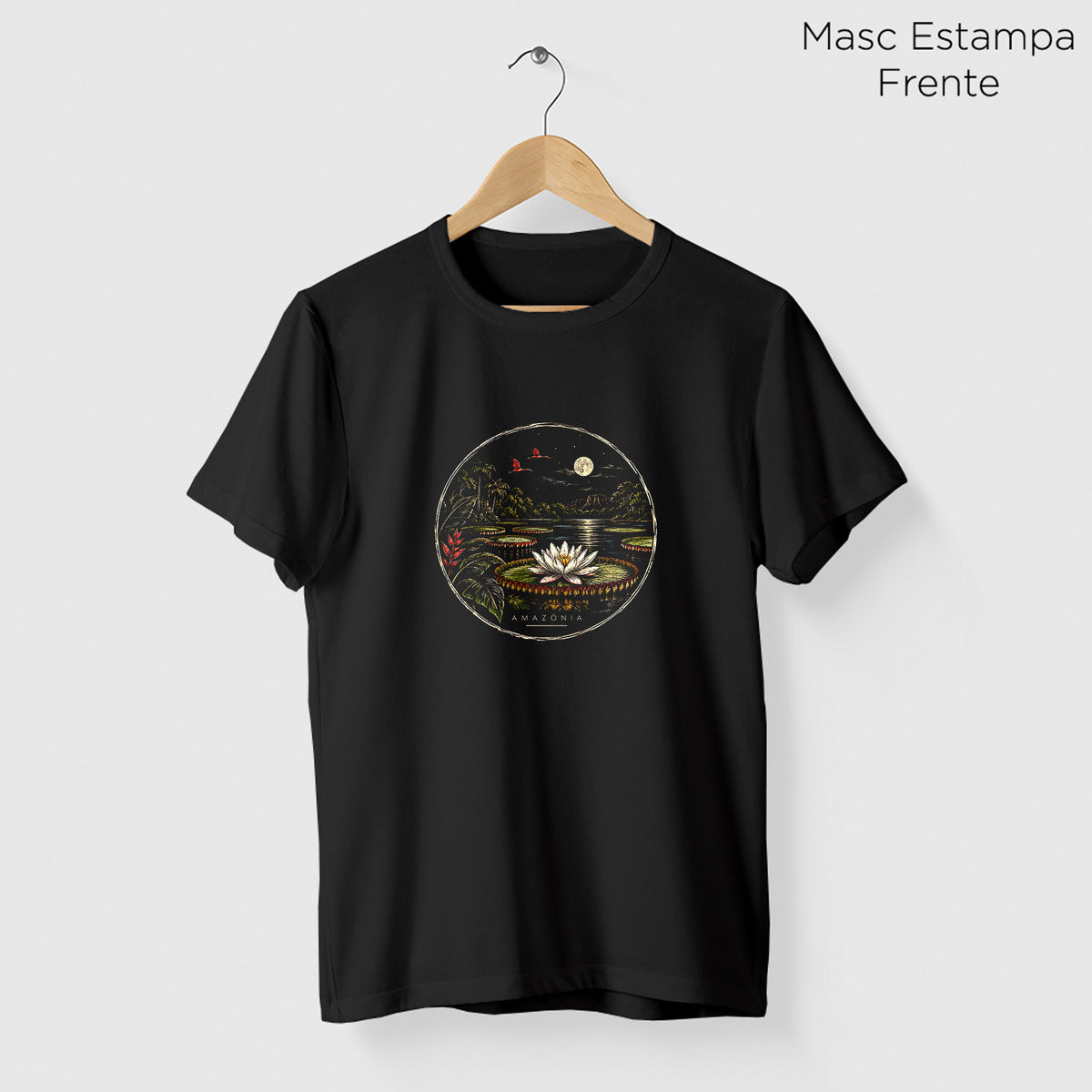 Camiseta Amazônia VITÓRIA-RÉGIA - PRETO - cód 2437