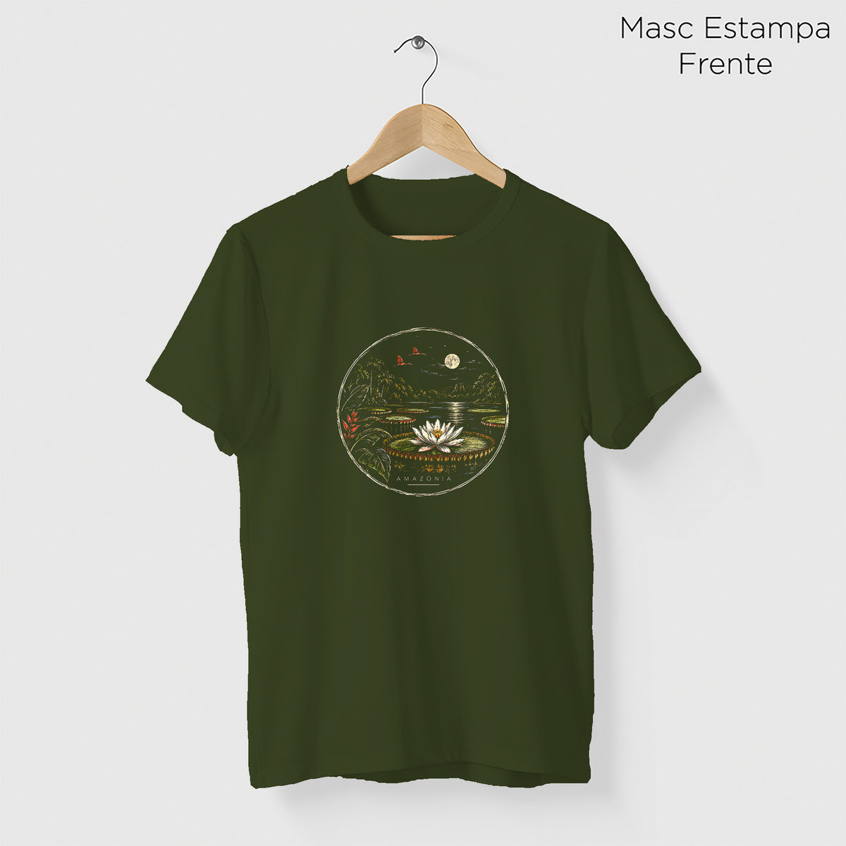 Camiseta Amazônia VITÓRIA-RÉGIA - VERDE ESCURO - cód 2437