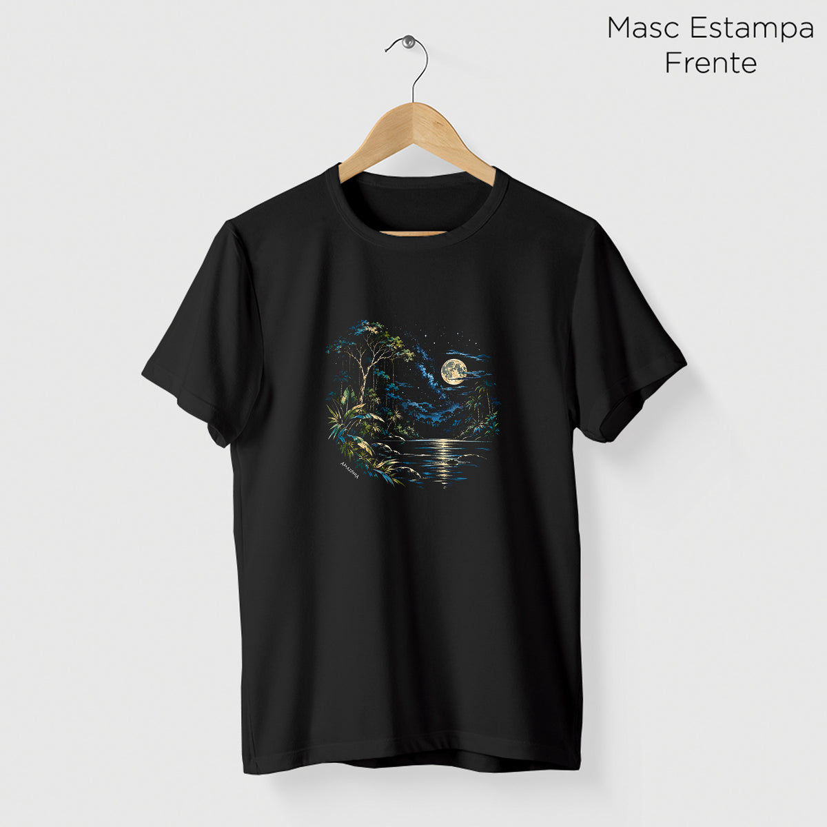 Camiseta Amazônia CÉU DA FLORESTA - PRETO - cód 2449