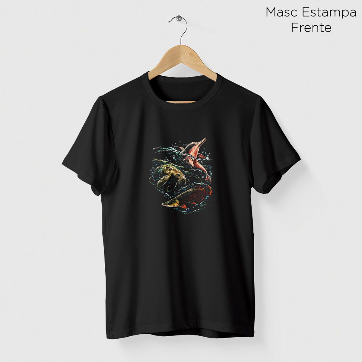 Camiseta Amazônia ÁGUAS DA AMAZÔNIA - PRETO - cód 2451