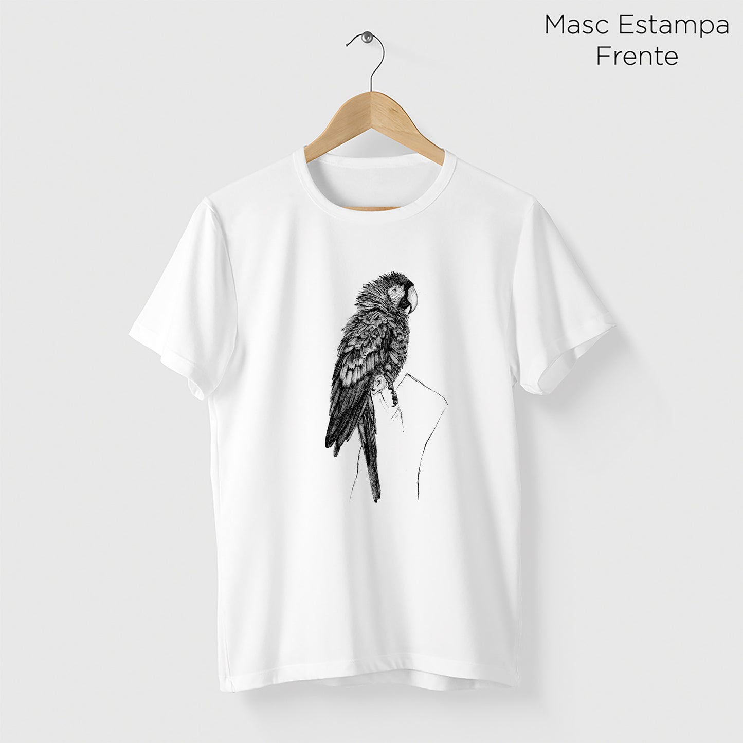 Camiseta Amazônia CHAPADA DOS GUIMARÃES - ARARA VERMELHA - BRANCO - cód 10013