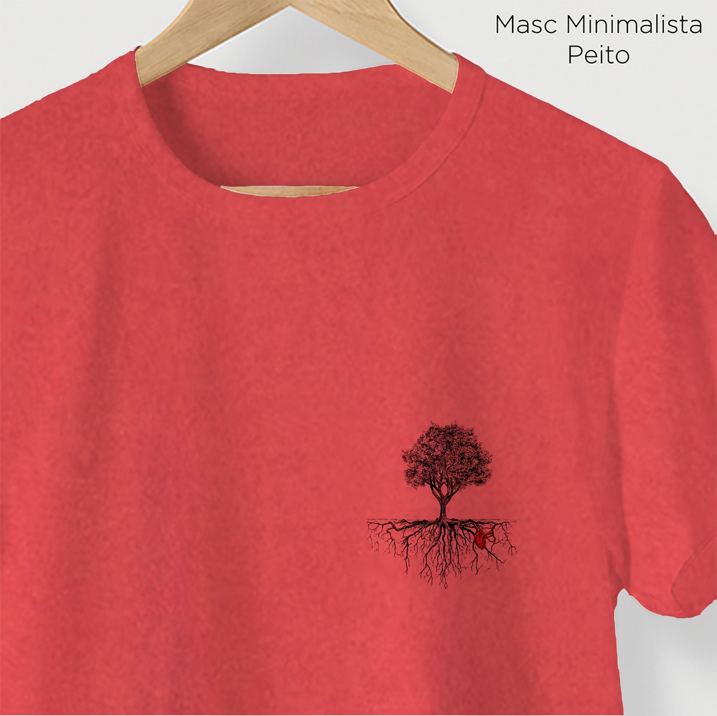 Camiseta Amazônia ISC ÁRVORE CORAÇÃO DA NATUREZA - VERMELHO ESTONADO - cód 0036
