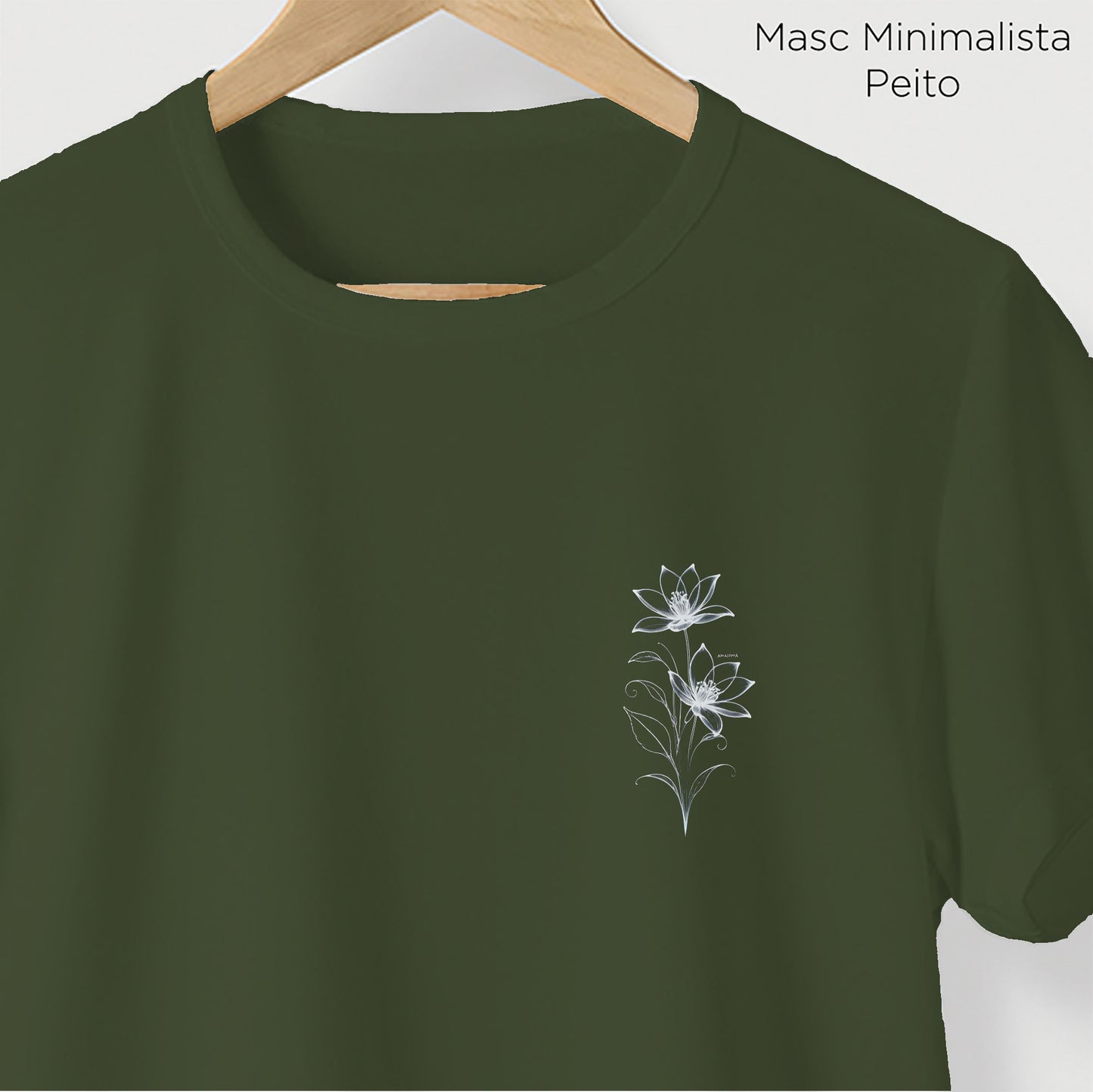 Camiseta Amazônia LINHAS FLOR - VERDE ESCURO - cód 2128