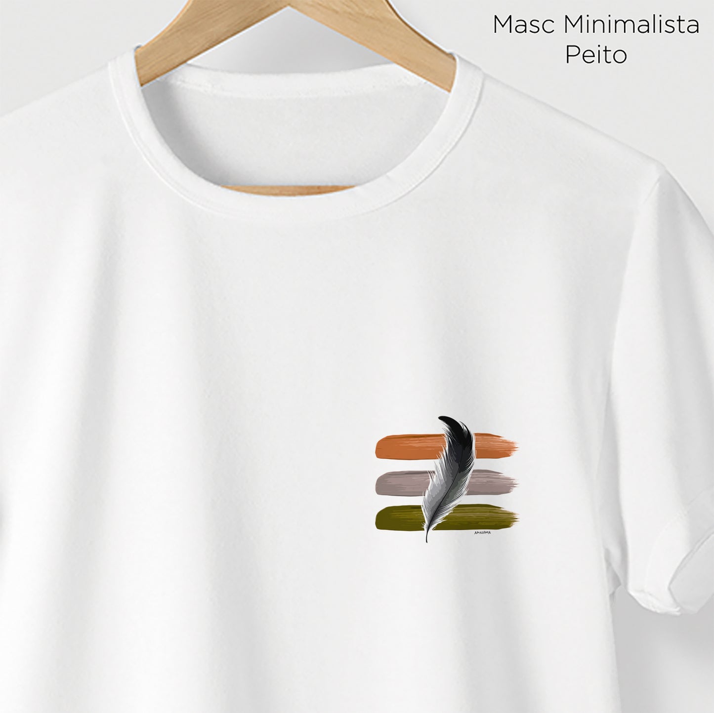 Camiseta Amazônia PENA DE TINTA - BRANCO - cód 2132