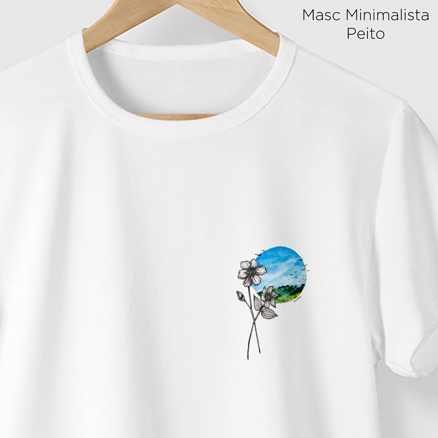 Camiseta Amazônia FLOR PAISAGEM - BRANCO - cód 2142