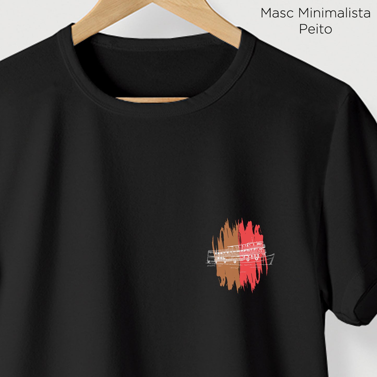 Camiseta Amazônia BARCO AMAZÔNICO - PRETO - cód 2236