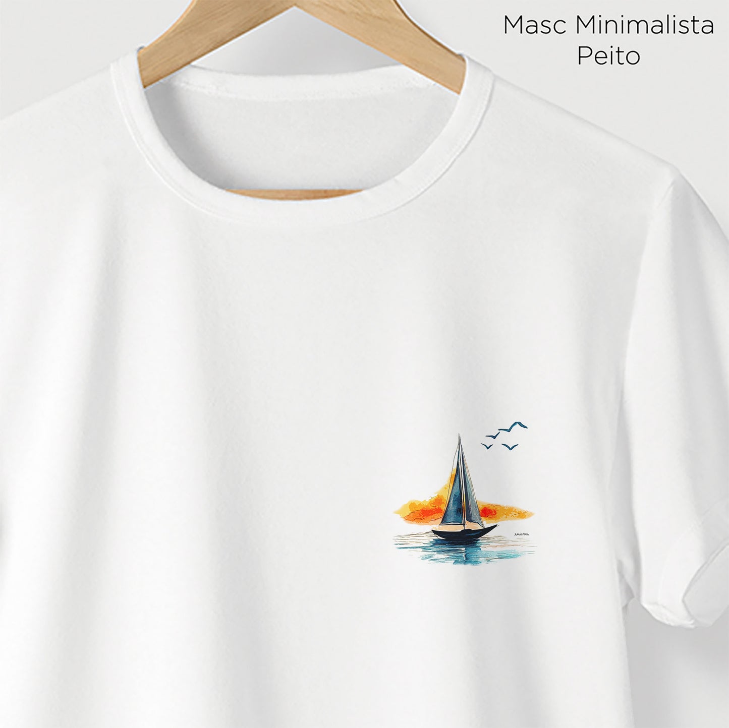 Camiseta Amazônia BARCO PAISAGEM - BRANCO - cód 2301
