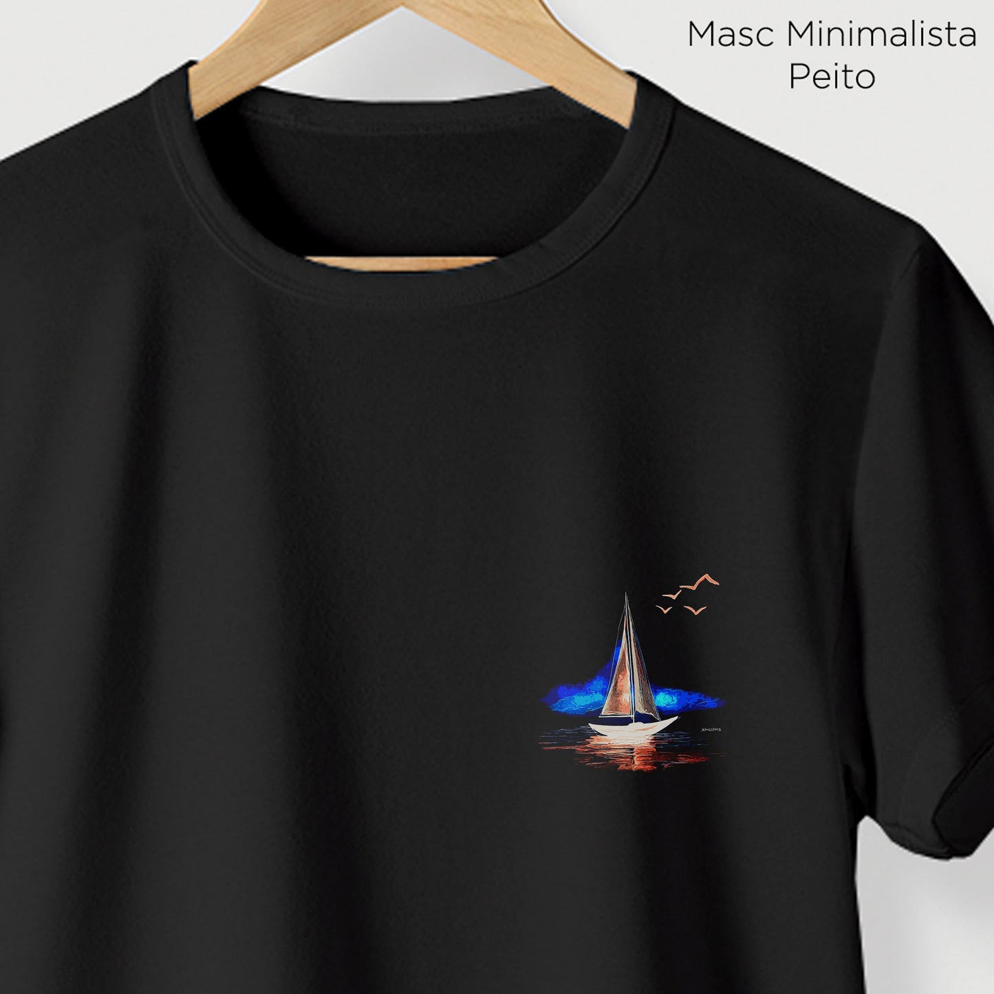 Camiseta Amazônia BARCO PAISAGEM - PRETO - cód 2301