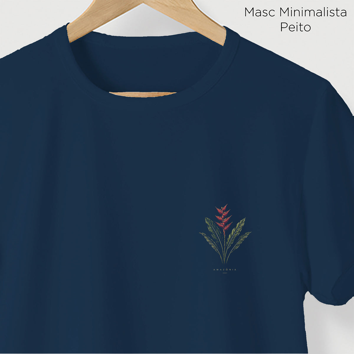 Camiseta Amazônia HELICÔNIA - AZUL MARINHO - cód 2419